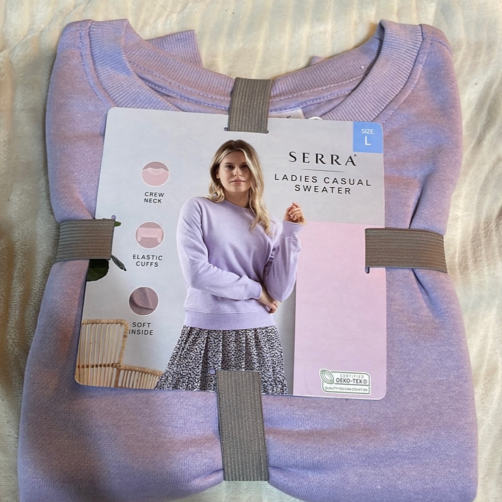 Serra Ladies Casual Sweater size L. NWT Lavender